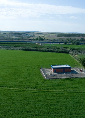 Station in green field