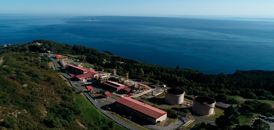 Aerial view of the Enagás Gaviota Storage Facility, in Bermeo