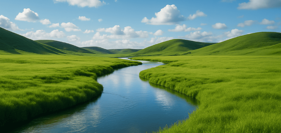 Imagen de un rio entre montañas