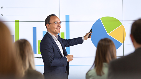Employee explaining a chart