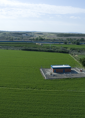 Station in green field