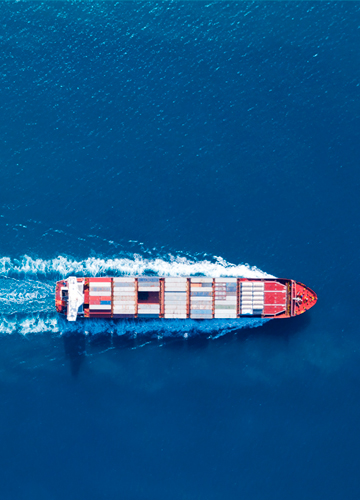 Cargo container ship at sea