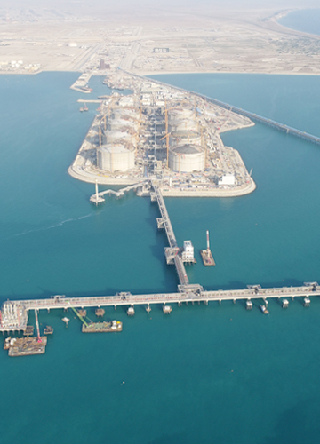 Aerial image of LNG terminal in Kuwait