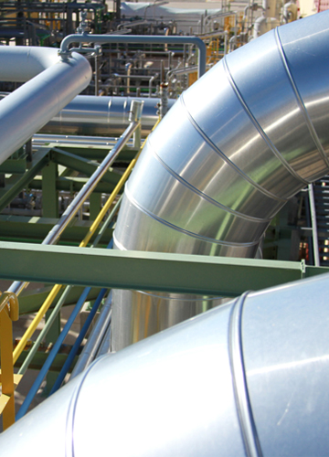 Close-up view of a gas compression station