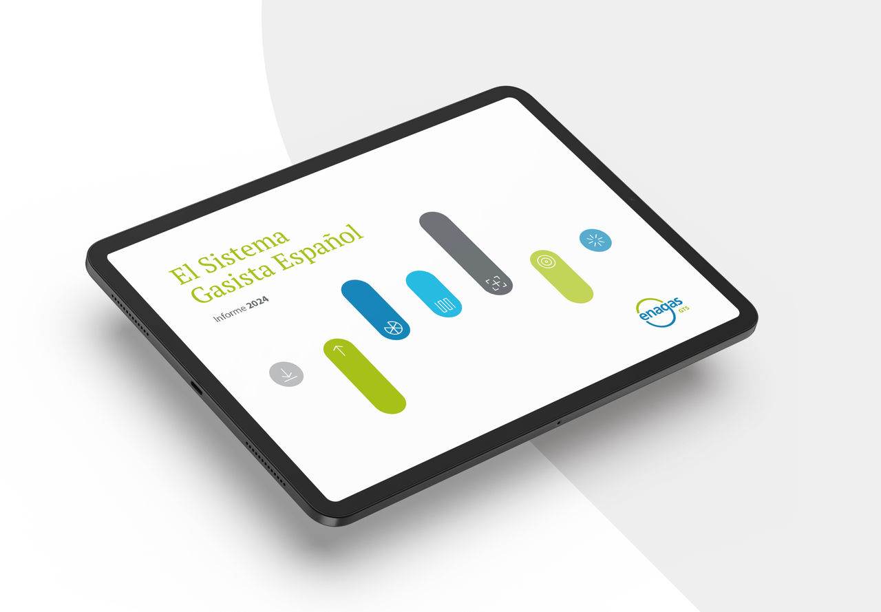 Tablet proyectando el Informe del Sistema Gasista Español 2024