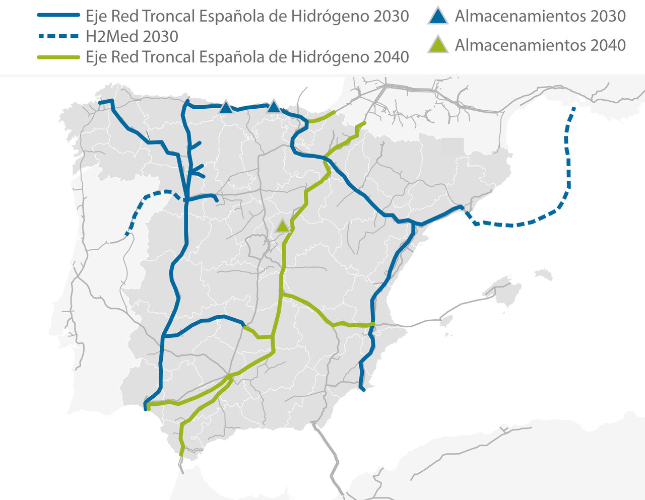 mapa infraestructuras hidrógeno 2030