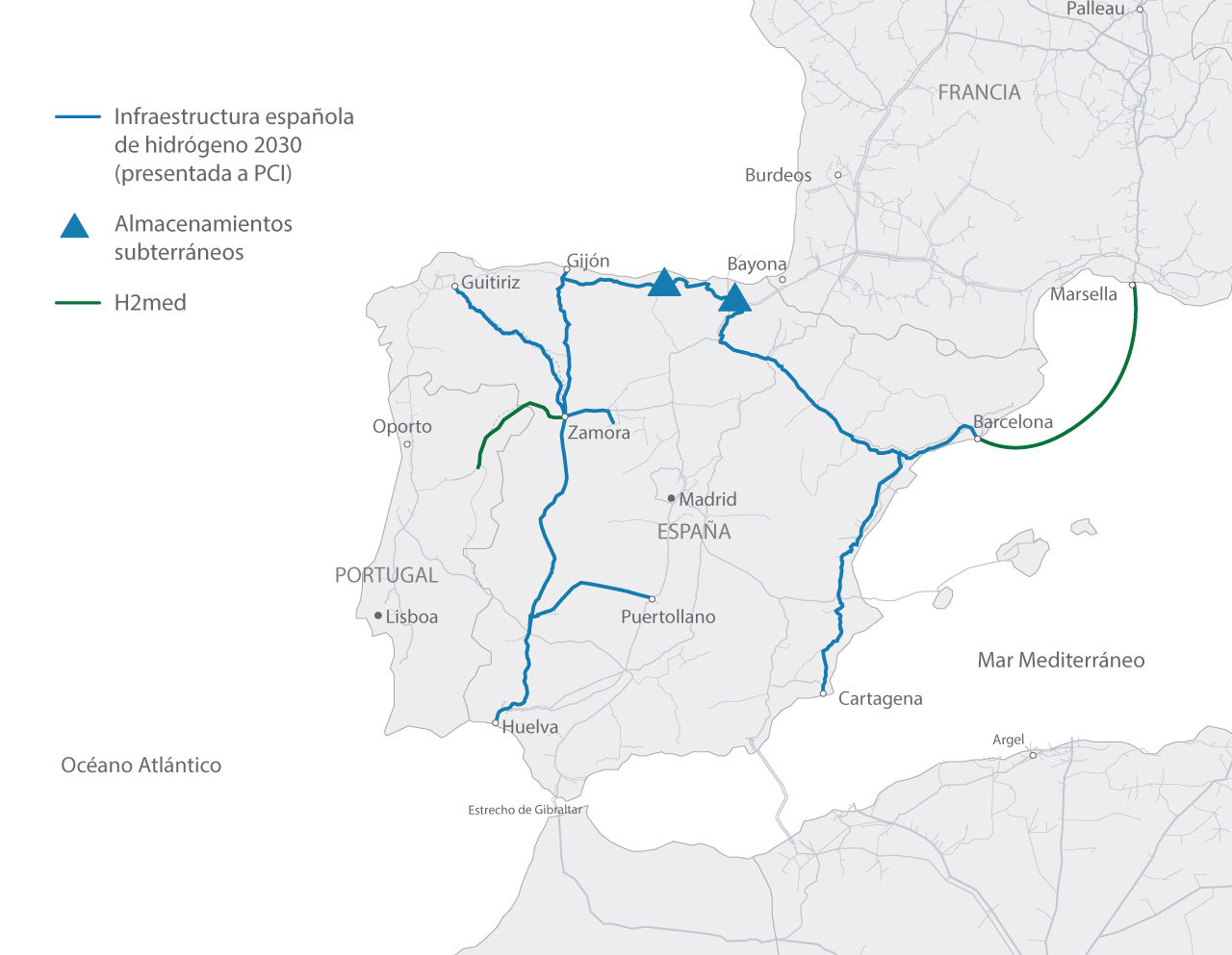  Infraestructura española de hidrógeno 2030 (presentada a PCI)